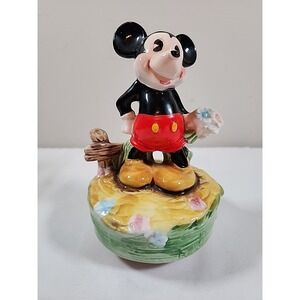 Vintage Schmid Mickey Mouse Music Box "It's A Small World" Made in Japan Works‎